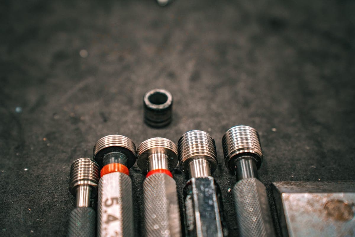 Close detail of machined metal knurling